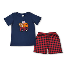 Load image into Gallery viewer, Blue balls top plaid shorts kids boys outfits