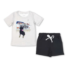 Load image into Gallery viewer, Short sleeves duck dog top black shorts boys clothes