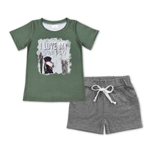 Load image into Gallery viewer, I love my dog top grey shorts boys summer outfits