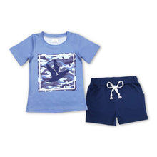 Load image into Gallery viewer, Short sleeves camo duck top navy shorts boy clothing