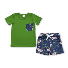 Load image into Gallery viewer, Green duck pocket top shorts kids boys summer clothes