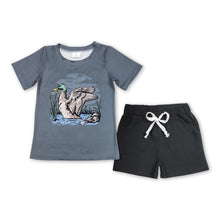 Load image into Gallery viewer, Short sleeves duck top black shorts boys clothes