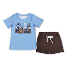 Load image into Gallery viewer, Short sleeves duck dog deer top black shorts boys clothes