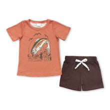 Load image into Gallery viewer, Fishing shirt brown pocket shorts boys summer clothes