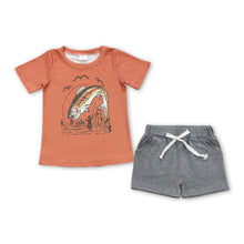 Load image into Gallery viewer, Fishing shirt grey pocket shorts boys summer clothes