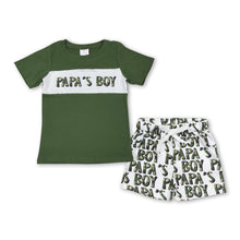 Load image into Gallery viewer, Olive papa's boy top camo shorts kids apparel