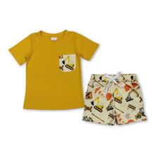 Load image into Gallery viewer, Yellow pocket top constructions shorts boys clothes
