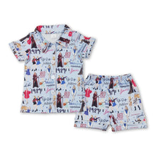 Load image into Gallery viewer, Short sleeves singer ears kids button down pajamas