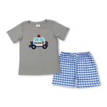 Load image into Gallery viewer, Police cart top plaid shorts boys summer outfits
