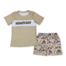 Load image into Gallery viewer, Mama's boy camo shirt shorts kids summer clothes