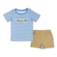 Load image into Gallery viewer, Stripe constructions top pocket shorts boys clothing