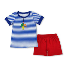 Load image into Gallery viewer, fish stripetop red shorts kids boys summer clothes