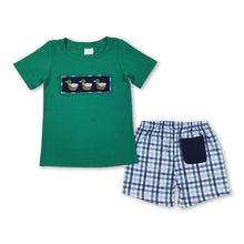 Load image into Gallery viewer, Green duck top plaid shorts boys clothes