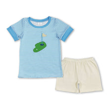 Load image into Gallery viewer, Golf stripe top shorts boys summer clothing set