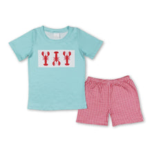 Load image into Gallery viewer, Crawfish top plaid shorts kids boys summer clothes