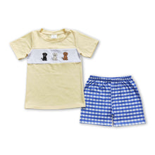 Load image into Gallery viewer, Short sleeves dog top plaid shorts boys clothing