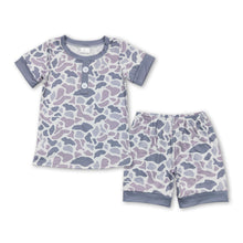 Load image into Gallery viewer, Grey camo short sleeves kids boys summer pajamas