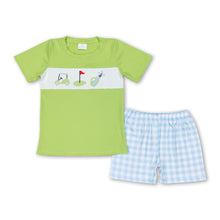 Load image into Gallery viewer, Short sleeves golf top plaid shorts boys clothes