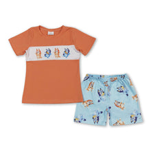 Load image into Gallery viewer, Short sleeves dog top plaid shorts boys clothes