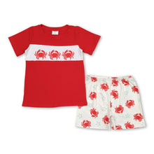Load image into Gallery viewer, Red crab top shorts boys summer clothing