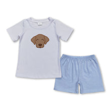 Load image into Gallery viewer, White dog top blue shorts kids boys summer clothes