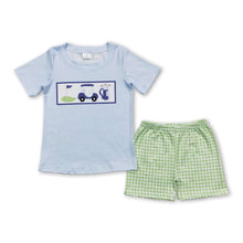 Load image into Gallery viewer, Light blue golf top plaid shorts boys summer clothing