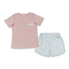 Load image into Gallery viewer, Pocket top green plaid shorts boys summer clothes