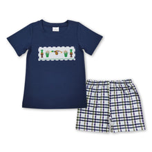 Load image into Gallery viewer, Duck call navy top plaid shorts boys clothes