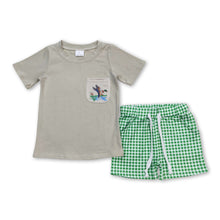 Load image into Gallery viewer, Duck pocket top green plaid shorts boys clothes