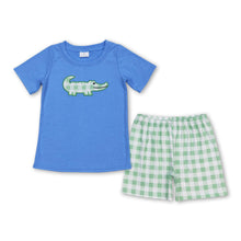 Load image into Gallery viewer, Crocodile top plaid shorts kids boys summer outfits