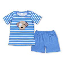 Load image into Gallery viewer, Blue stripe dog shirt shorts boys summer clothes