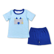 Load image into Gallery viewer, Stripe castle shirt shorts boys summer clothes