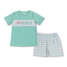 Load image into Gallery viewer, I love MAMA top stripe shorts boys clothing set