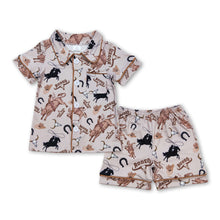 Load image into Gallery viewer, Short sleeves pocket rodeo kids boys button down pajamas