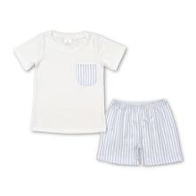 Load image into Gallery viewer, White stripe pocket top shorts boys summer clothing