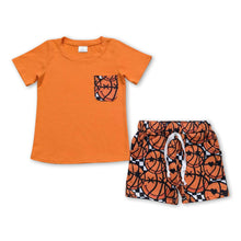 Load image into Gallery viewer, Orange pocket top smile basketball shorts boys summer clothes