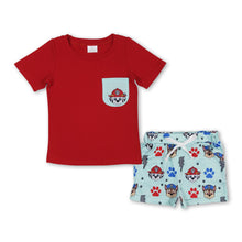 Load image into Gallery viewer, Short sleeves red top dog thunder shorts boys summer set