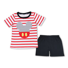 Load image into Gallery viewer, Short sleeves red stripe mouse kids boys summer clothes