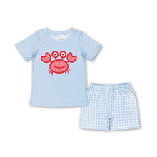 Load image into Gallery viewer, Short sleeves crab top plaid shorts boys summer clothes