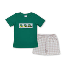 Load image into Gallery viewer, Short sleeves green tractor top shorts boys farm clothes