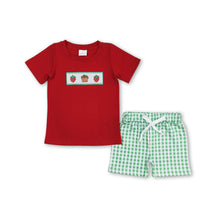 Load image into Gallery viewer, Short sleeves red strawberry top shorts boys clothes