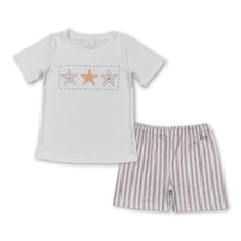 Load image into Gallery viewer, White starfish top stripe shorts boys summer outfits