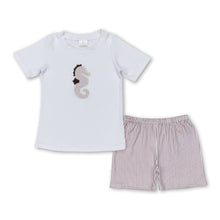 Load image into Gallery viewer, Short sleeves seahorse top stripe shorts boys clothes