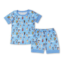 Load image into Gallery viewer, Short sleeves blue dog top shorts boys summer pajamas