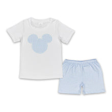 Load image into Gallery viewer, White short sleeves plaid mouse shorts boys clothes