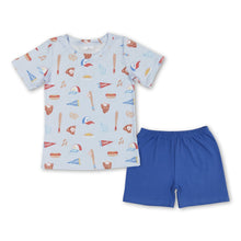 Load image into Gallery viewer, Short sleeves baseball pocket top shorts boys summer set