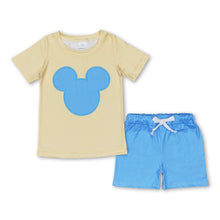 Load image into Gallery viewer, Yellow mouse top stripe shorts boys summer outfits