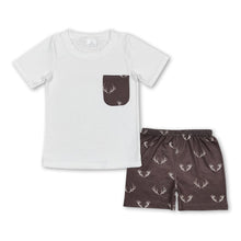 Load image into Gallery viewer, Short sleeves deer pocket top shorts boys clothing