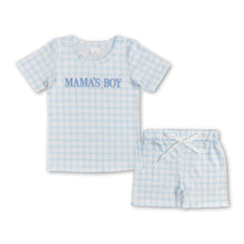 Load image into Gallery viewer, Short sleeves plaid mama's boy kids summer outfits