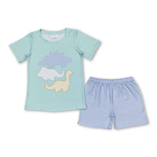 Load image into Gallery viewer, Dinosaur top plaid shorts boys summer clothes